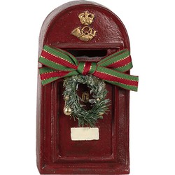 Clayre & Eef Beeld Brievenbus 8x6x15 cm Rood Polyresin Kerstdecoratie