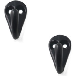 2x Zwarte garderobe haakjes / jashaken / kapstokhaakjes aluminium enkele haak 3,6 x 1,9 cm - Kapstokhaken