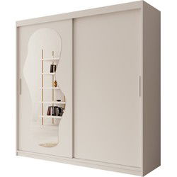 Meubella - Kledingkast Ulysses - Wit - 200 cm - Met spiegel