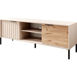 Meubella TV-Meubel Ramirez - Beige - Eiken - 153 cm