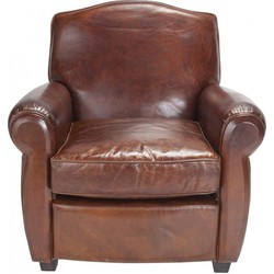 Fauteuil Chesterfield in bruin volnerfleer met snor - Dutch