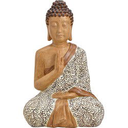 Buddha zittend van poly beige (B/H/D) 32x25x48cm