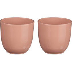 Mica Decorations Plantenpot - 2x - Lichtroze - keramiek - glans - 25x23cm - Plantenpotten