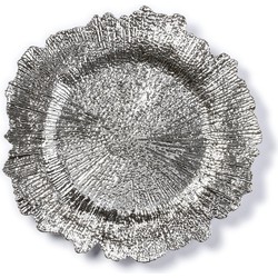 Ronde zilveren asymmetrische onderzet bord/kaarsonderzetter 33 cm - Kaarsenplateaus