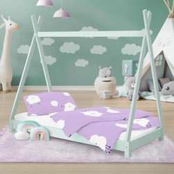 Kinderbed Tipi met lattenbodem 80x160 cm Mint gemaakt van hout ML-Design