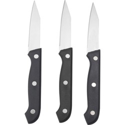 3x stuks Kunststof keuken/snijmessen zwart 16 cm - Schilmessen