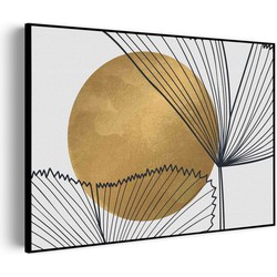 Muurwerken Akoestisch Schilderij - Scandinavisch Design Plant met Goud Element 01 - Geluidsdempend Wandpaneel - Wanddecoratie - Geluidsisolatie - BASIC (AW 0.65) S (70x50)