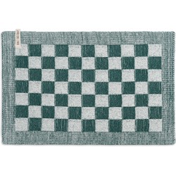 Knit Factory Gebreide Placemat - Onderlegger Block - Ecru/Groen - 50x30 cm