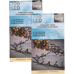 Set van 2x stuks kerstverlichting 700 clusterlampjes 14 meter - Kerstverlichting kerstboom