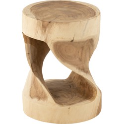 J-line - Kruk Rond Suar Hout Naturel - 35x35x45cm