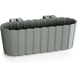 Balkon plantenbak/bloembak - met haken - kunststof - grijs - 38 cm - Plantenbakken