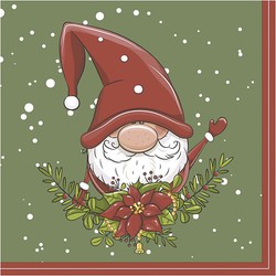 20x Kerst servetten Santa elf print 33 x 33 cm - Feestservetten