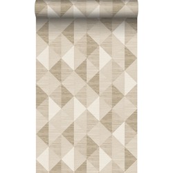 Origin Wallcoverings eco-texture vliesbehang grasweefsel in grafisch 3D motief zand beige - 50 x 900 cm - 347882