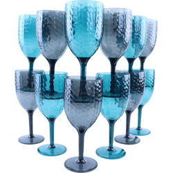 OTIX Kunststof Wijnglazen - Herbruikbaar - Set van 12 - voor Rode en Witte Wijn - Blauw en Grijs - 350ml - HARBOR - ZEPHYR