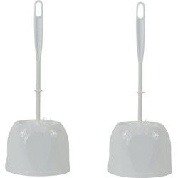 2x Witte toiletborstel / wc-borstel met houder 13 x 13 x 37,5 cm - Toiletborstels