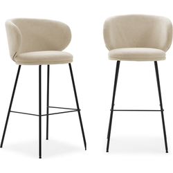 Set van 2 krukken in stof met zwarte metalen poten H65 cm - RUSH