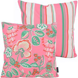 Flower / Stripe - Roze Outdoor | 45 x 45 cm | Kussenhoes | Katoen