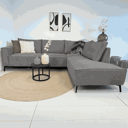 Hoekbank Yara met chaise longue rechts chenille grijs
