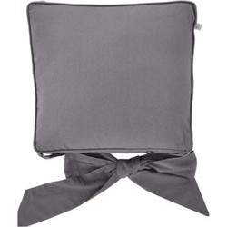 Dutch Decor JAVAAN - Hoes voor stoelkussen met linten Charcoal gray 45x45 cm - grijs - Dutch Decor