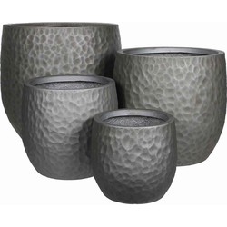 Mica Decorations hamer ronde pot zilver set van 4 grootste maat in cm: 43 x 47