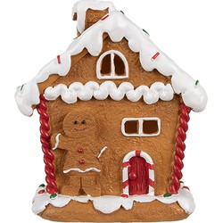 Clayre & Eef Gingerbread house met LED 11x9x13 cm Bruin Kunststof Kerstdecoratie
