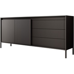 Meubella Dressoir Saran - Mat zwart - 187 cm