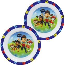 2x stuks kunststof ontbijtbordje plat Paw Patrol 22 cm - Kinderservies