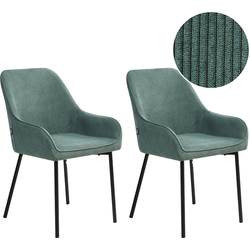 Beliani LOVERNA - Eetkamerstoel-Groen-Corduroy