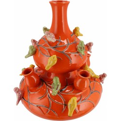 DK Design vaas Spring Birds - tulpenvaas - oranje - D23 x H25 cm - Vazen