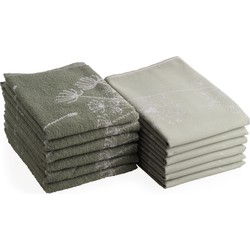 DoubleDry Theedoeken en Keukendoeken Set - 12 Stuks - 100% Katoen - Hoge Absorptie & Duurzaam - Dandelion, Groen
