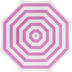 Parasol - fuchsia/wit - gestreept - D180 cm - UV-bescherming - incl. draagtas - Parasols