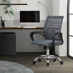 Ergonomische bureaustoel met armleuningen Mesh stof grijs met wielen ML design