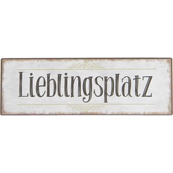 Clayre & Eef Tekstbord  30x10 cm Wit Zwart Metaal Rechthoek Wandbord