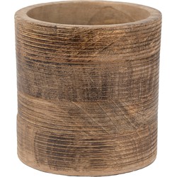 Clayre & Eef Bloempot  Ø 15x14 cm Bruin Hout Bloempot binnen