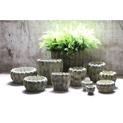 PTMD Bloempot Contina - 30x15x28 cm - Cement - Groen