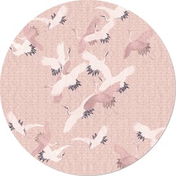 Muurcirkel Japanse Kraanvogels roze