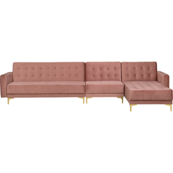 ABERDEEN - Hoekslaapbank - Roze - Linkerzijde - 347 cm - Fluweel