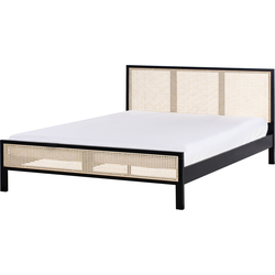 Beliani SALERNAS - Tweepersoonsbed-Zwart-Dennenhout