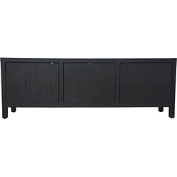 HSM Collection-Tv Meubel 3 Deur-160x42x55-Zwart-Teak Fineer