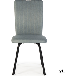 Set van 4 stoelen in stof met zwarte metalen poten L47,5 cm - PRETTY