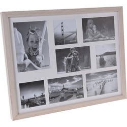 Multi fotolijst - hout - wit white wash - 8 vakken - voor diverse foto maten - Fotolijsten