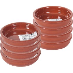 8x Terracotta tapas bakjes/schaaltjes 14 cm en 10 cm - Snack en tapasschalen