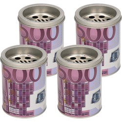 Set van 4x stuks paarse asbak briefgeld opdruk 500 euro 10 cm - Asbakken