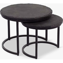 Salontafel set Ora | Zwart Kadappa Stone 60-45 cm