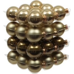 72x stuks glazen kerstballen dusky lime goud/groen tinten 4 cm mat/glans - Kerstbal