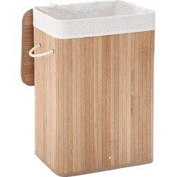 Wasmand inklapbaar van bamboe met 3 handvatten, 72L - L40 x H60 cm