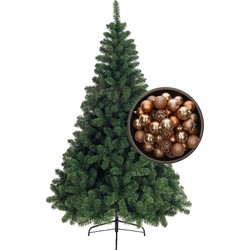 Bellatio Decorations kunst kerstboom 240 cm met kerstballen camel bruin - Kunstkerstboom
