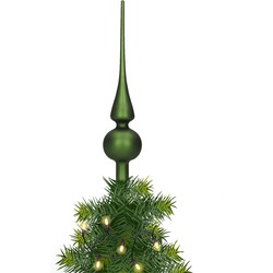 Glazen kerstboom piek/topper dennengroen mat 26 cm - kerstboompieken