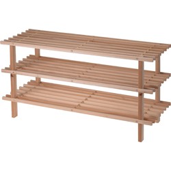 Schoenenrek - hout - 3-laags - 77 x 26 x 40 cm - schoenenbank - Schoenenrekken