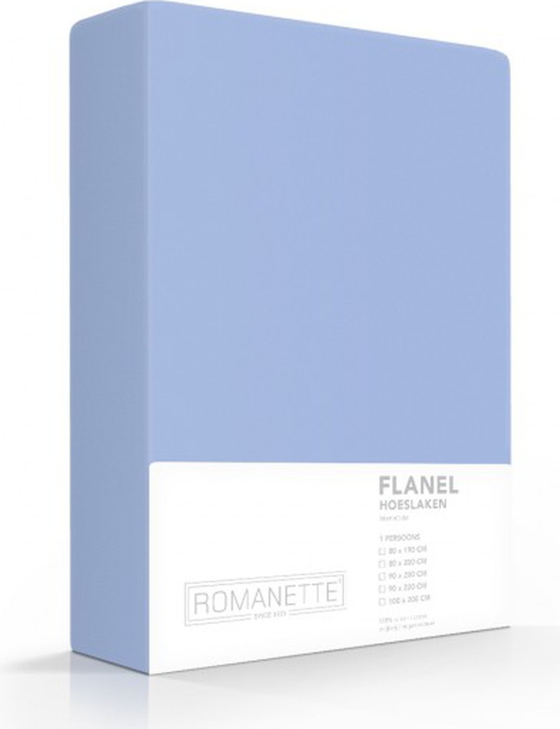 Ingang filosoof focus Flanellen Hoeslaken Blauw Romanette-90 x 200 cm - Romanette - | HomeDeco.nl